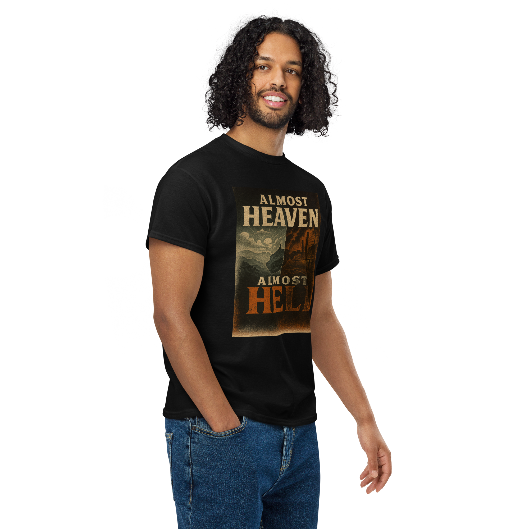 Almost Heaven, Almost Hell – West Virginia Cotton Statement Shirt, Freedom vs. Confinement Streetwear for Activists, Urban Justice Graphic Tee for Men and Women