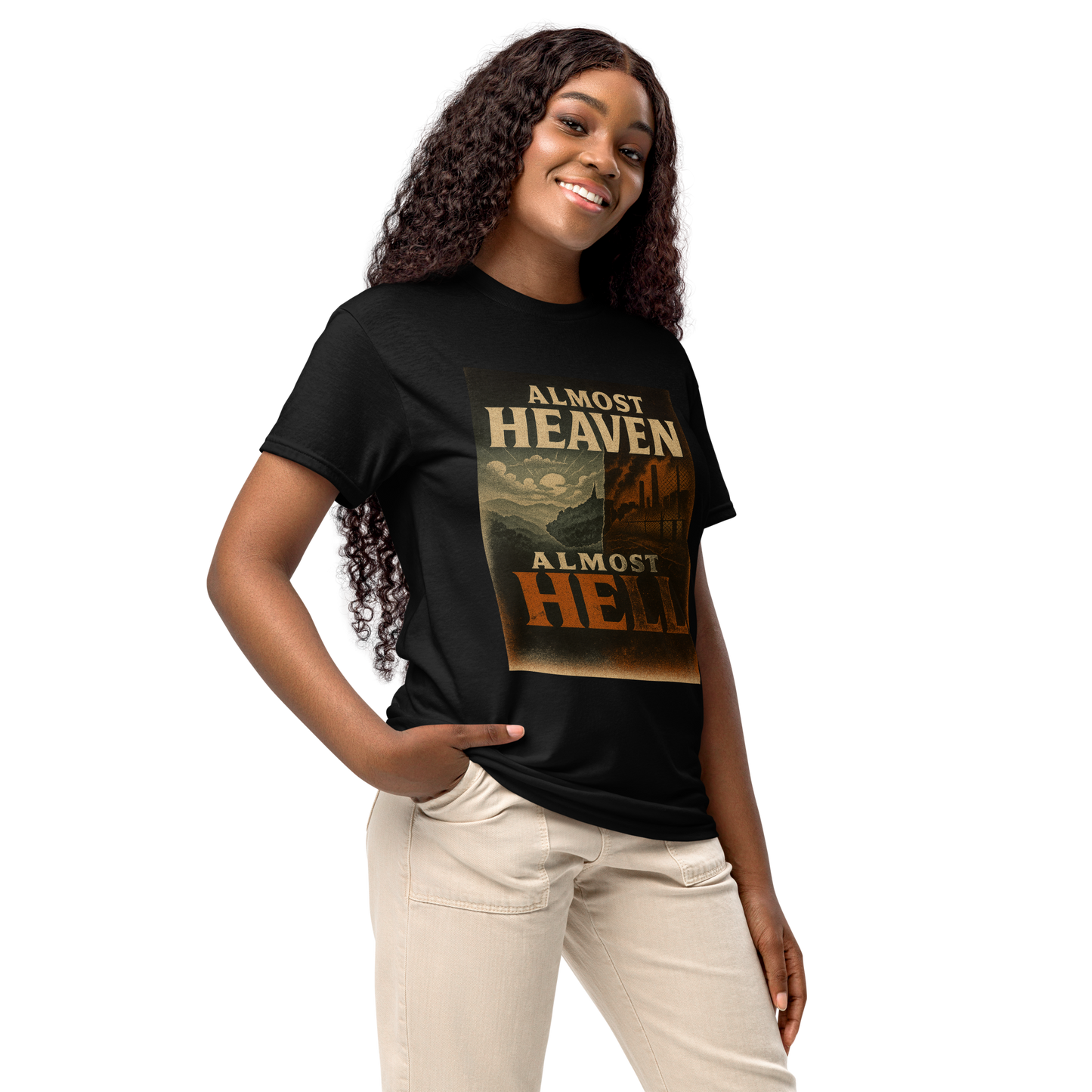 Almost Heaven, Almost Hell – West Virginia Cotton Statement Shirt, Freedom vs. Confinement Streetwear for Activists, Urban Justice Graphic Tee for Men and Women