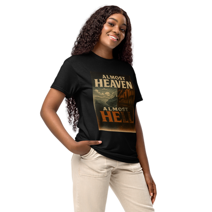 Almost Heaven, Almost Hell – West Virginia Cotton Statement Shirt, Freedom vs. Confinement Streetwear for Activists, Urban Justice Graphic Tee for Men and Women