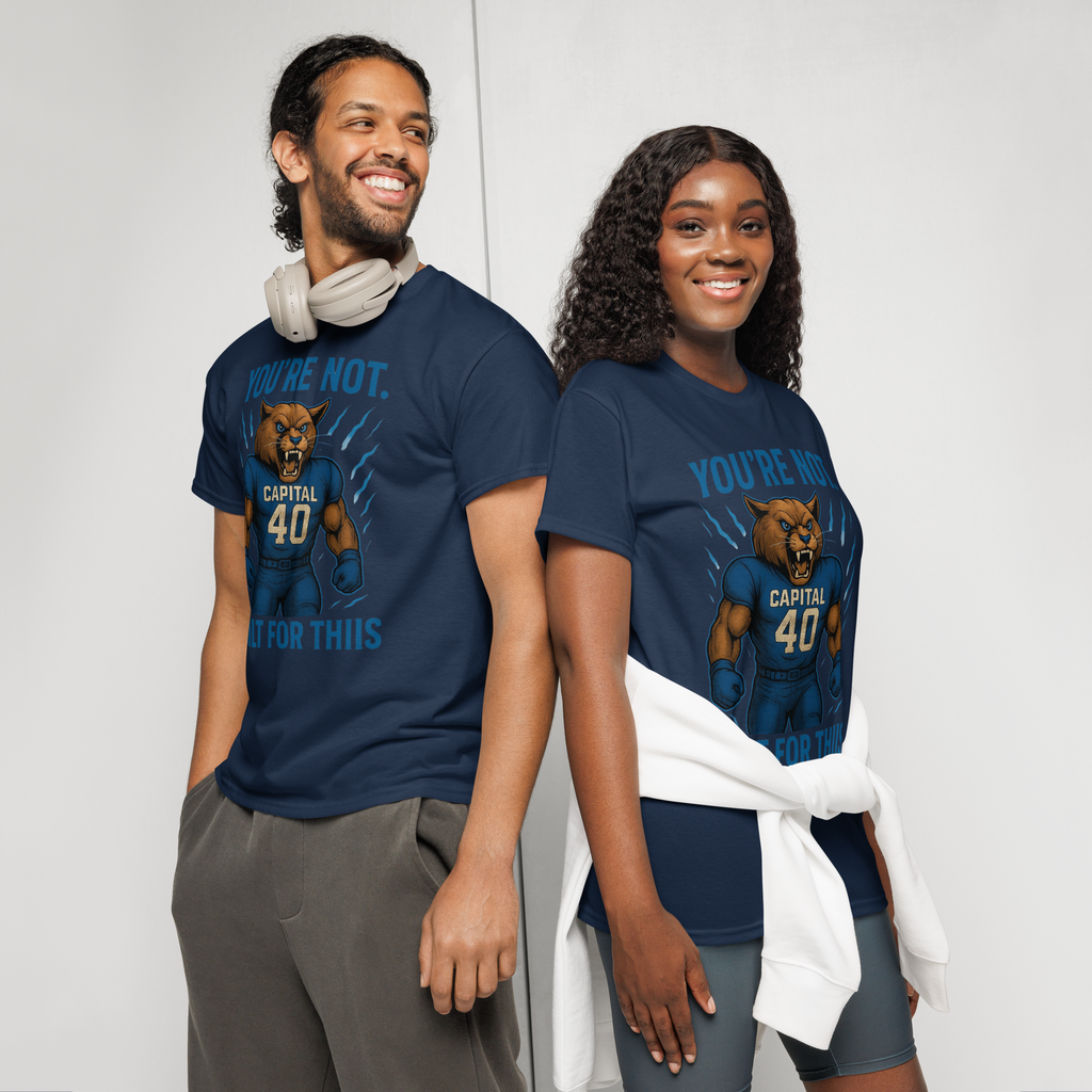 You're Not Built For This – Cotton Motivational Sports Unisex Shirt, Bold Pride Graphic Tee for Athletes & Fans, Capital High Game Day Cougar Mascot Apparel, West Virginia
