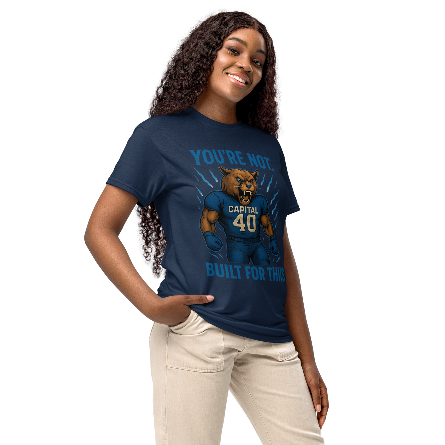 You're Not Built For This – Cotton Motivational Sports Unisex Shirt, Bold Pride Graphic Tee for Athletes & Fans, Capital High Game Day Cougar Mascot Apparel, West Virginia