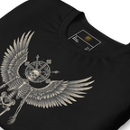 Grave to Glory – Cotton Graphic T-Shirt for Men and Women, Angel Skeleton Streetwear with Glowing Halo Design, Spiritual Grunge Apparel for Soul Survivors and Resilient Rebels