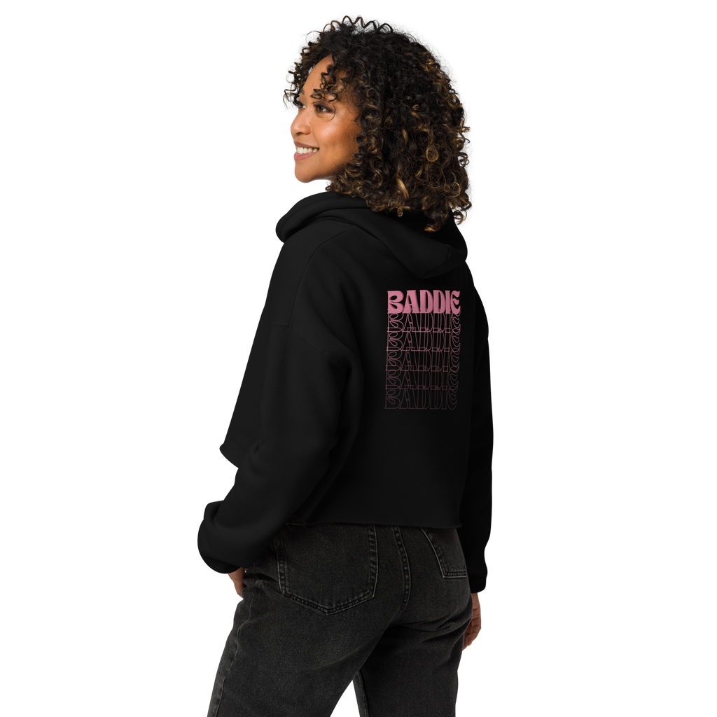 Your Baddie – Cropped Cotton Hoodie for Women, Pink Graphic Streetwear with Cosmic Vibes and Confident Girl Aesthetic, Soft Urban Loungewear for Empowered Style