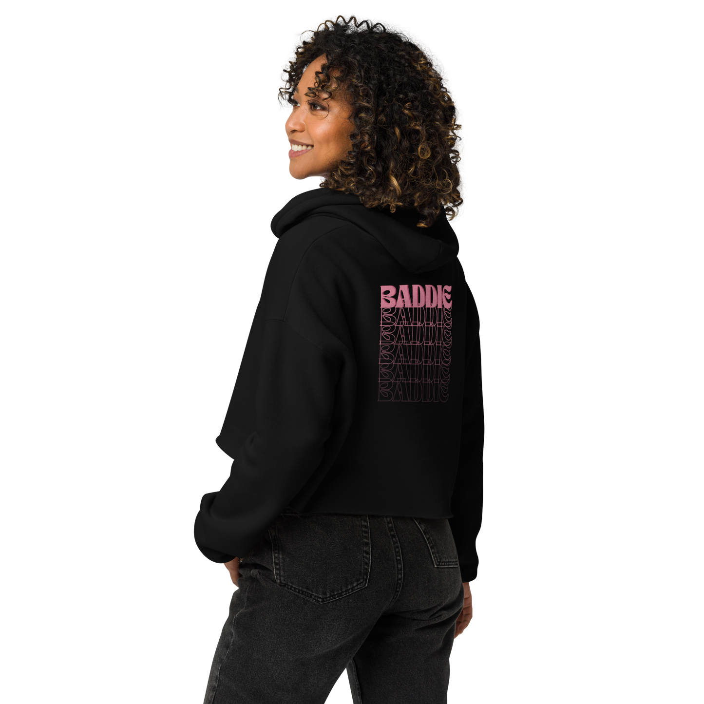 Your Baddie – Cropped Cotton Hoodie for Women, Pink Graphic Streetwear with Cosmic Vibes and Confident Girl Aesthetic, Soft Urban Loungewear for Empowered Style