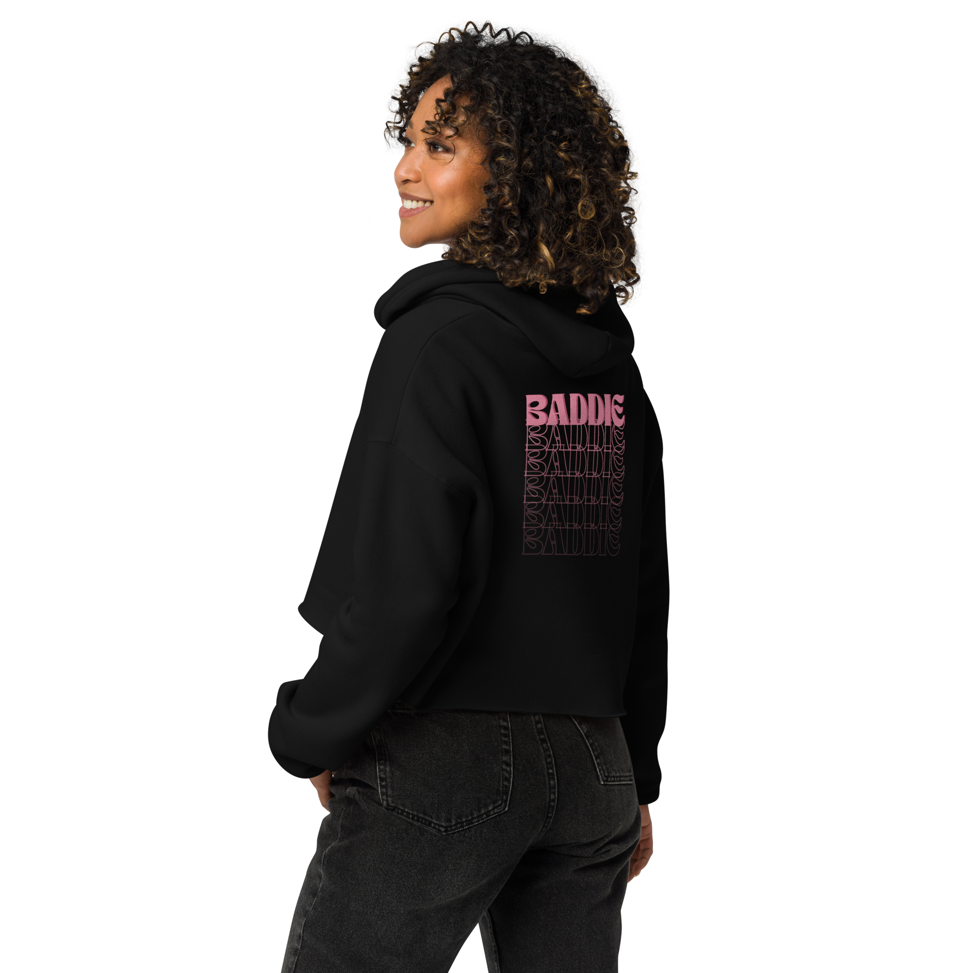 Your Baddie – Cropped Cotton Hoodie for Women, Pink Graphic Streetwear with Cosmic Vibes and Confident Girl Aesthetic, Soft Urban Loungewear for Empowered Style
