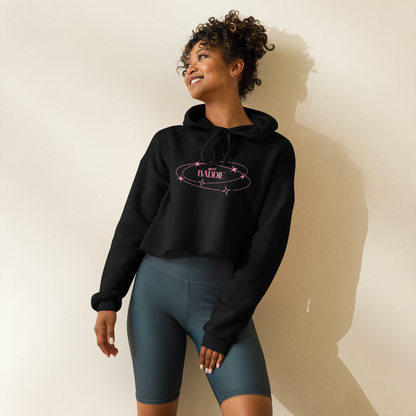 Your Baddie – Cropped Cotton Hoodie for Women, Pink Graphic Streetwear with Cosmic Vibes and Confident Girl Aesthetic, Soft Urban Loungewear for Empowered Style