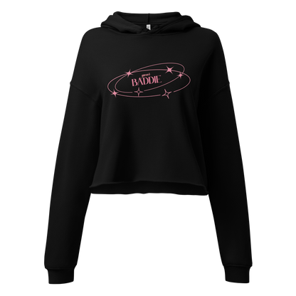 Your Baddie – Cropped Cotton Hoodie for Women, Pink Graphic Streetwear with Cosmic Vibes and Confident Girl Aesthetic, Soft Urban Loungewear for Empowered Style