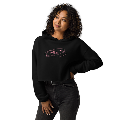 Your Baddie – Cropped Cotton Hoodie for Women, Pink Graphic Streetwear with Cosmic Vibes and Confident Girl Aesthetic, Soft Urban Loungewear for Empowered Style