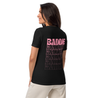 Your Baddie – Cotton V-Neck T-Shirt for Women, Main Character Graphic Tee with Pink Power and Cosmic Confidence, Bold Feminine Streetwear for Stylish Empowerment