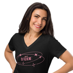 Your Baddie – Cotton V-Neck T-Shirt for Women, Main Character Graphic Tee with Pink Power and Cosmic Confidence, Bold Feminine Streetwear for Stylish Empowerment