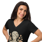 Built From Breakdowns – Cotton V-Neck T-Shirt for Women, Kintsugi-Inspired Healing Graphic with Gold Crack Detail, Elegant Apparel for Emotional Growth and Inner Strength