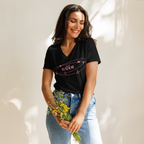Your Baddie – Cotton V-Neck T-Shirt for Women, Main Character Graphic Tee with Pink Power and Cosmic Confidence, Bold Feminine Streetwear for Stylish Empowerment