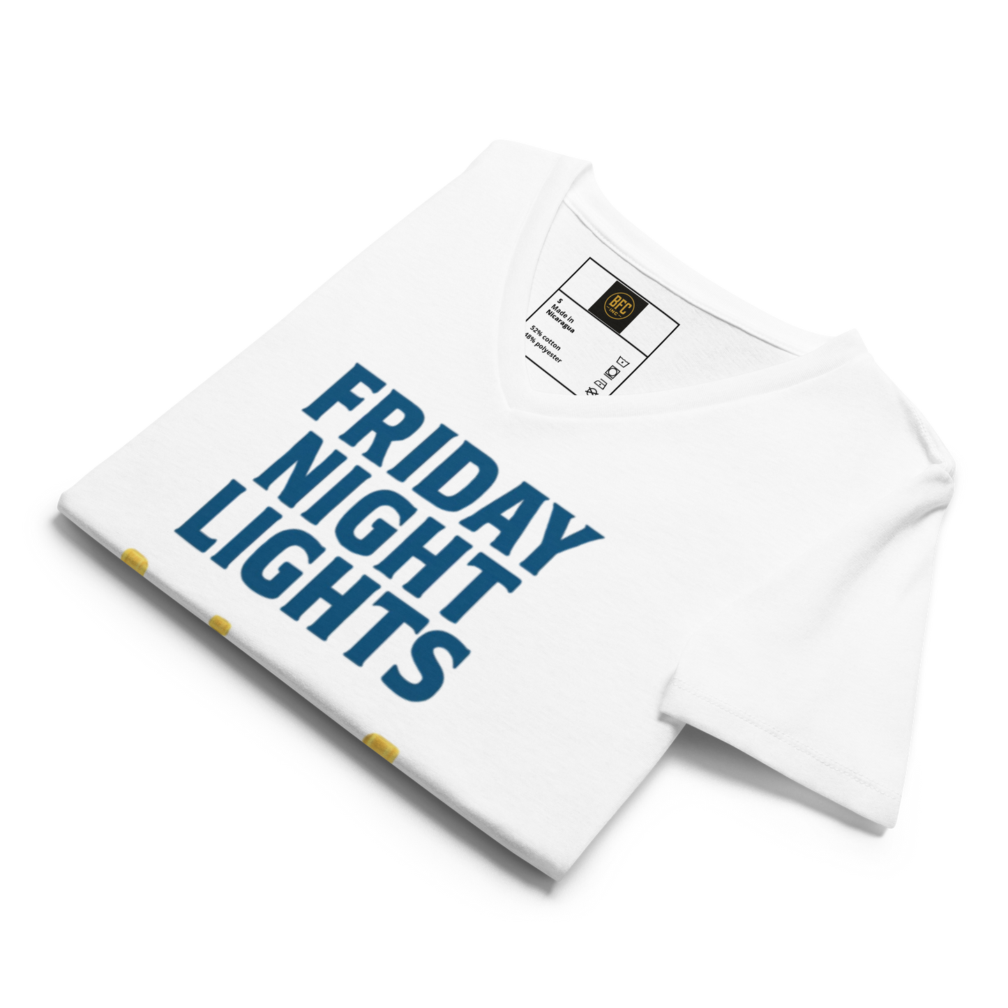 Friday Night Lights – V-Neck Cotton Football Shirt for Women, Capital High Game Night Spiritwear with End Zone Graphic, Alumni and Student Season Apparel