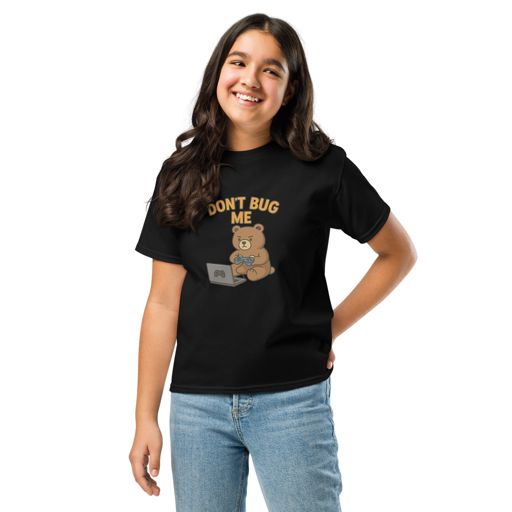 Don't Bug Me – Funny Gaming Cotton Shirt for Kids, Cartoon Bear Graphic Tee, Do Not Disturb Youth Gamer Mode T-Shirt