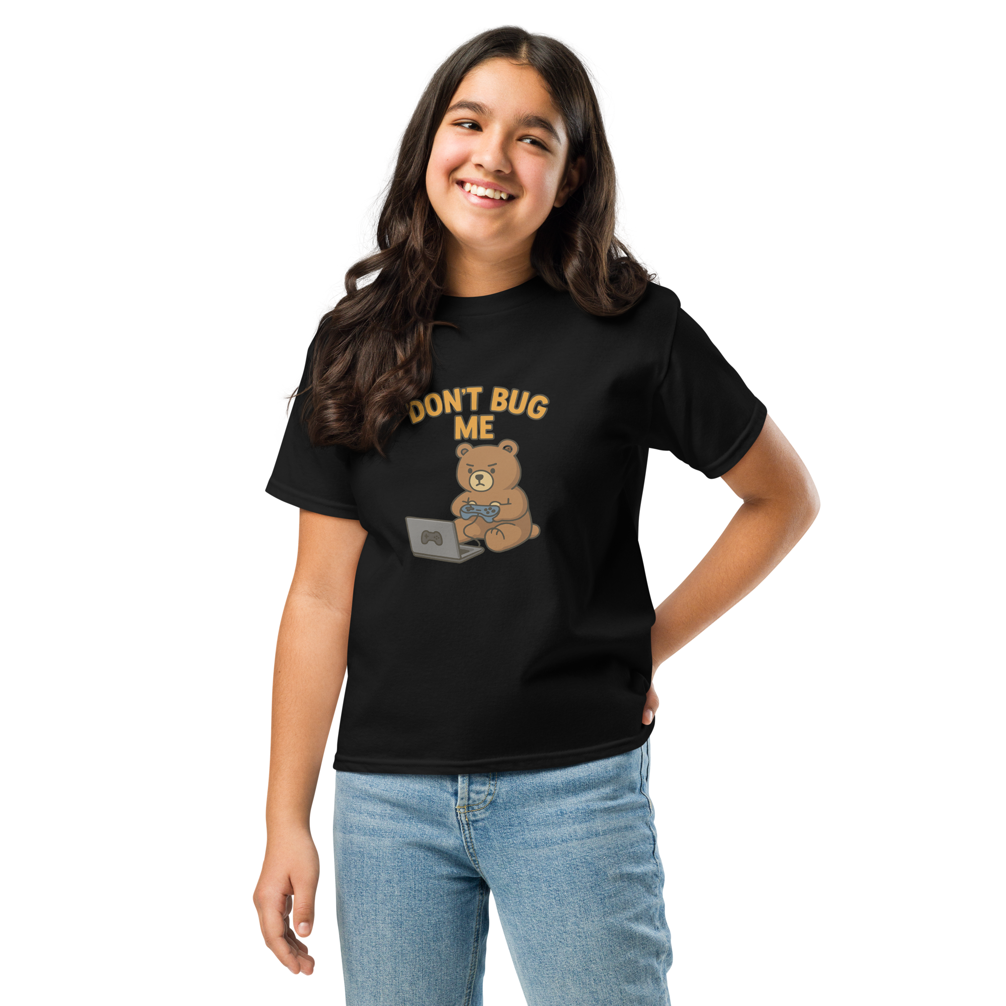Don't Bug Me – Funny Gaming Cotton Shirt for Kids, Cartoon Bear Graphic Tee, Do Not Disturb Youth Gamer Mode T-Shirt